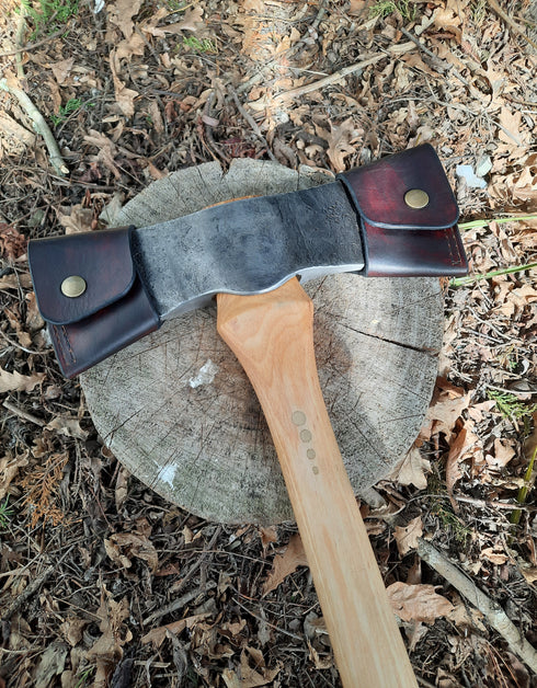 Curved Top Double Bit Axe (with Sheath)